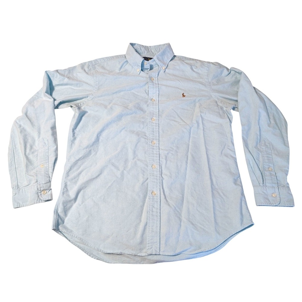 Ralph Lauren Mens Light Blue 100% Cotton Iconic Oxford Button Down Shirt Size M